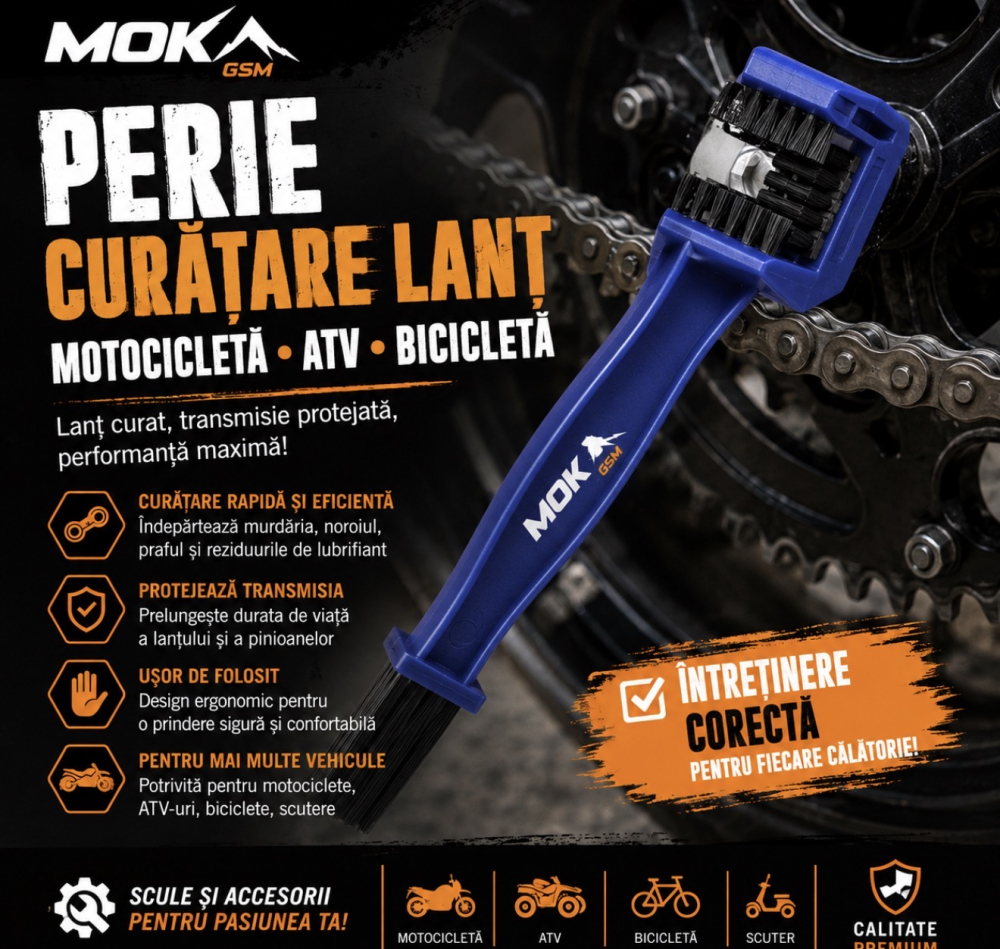 Perie nylon pentru curățarea lanțului moto ATV bicicletă [6]