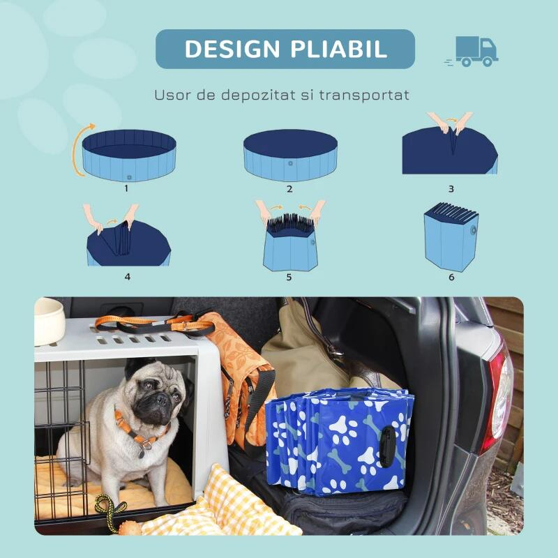 Piscina pentru caini, PVC pliabila, albastru, 140x30 cm [2]