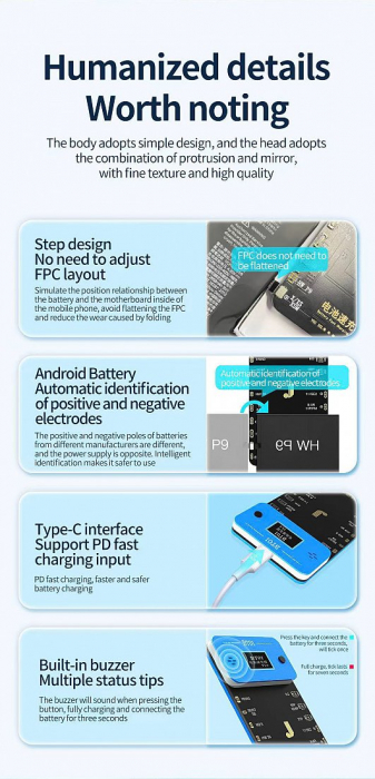 Placa activare incarcare baterii JC BT01, iPhone + Android [2]