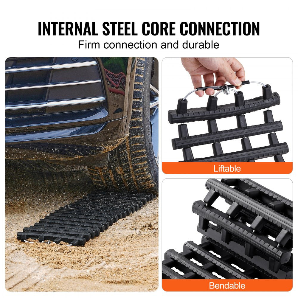 Plăci de recuperare off-road 7 tone, TPR rulabile, set 2 bucăți cu huse, negre [4]
