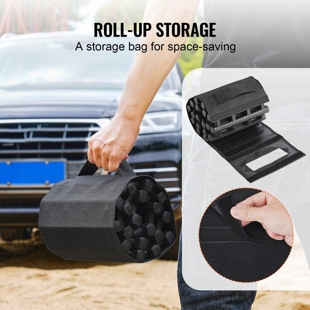 Plăci de recuperare off-road 7 tone, TPR rulabile, set 2 bucăți cu huse, negre [5]