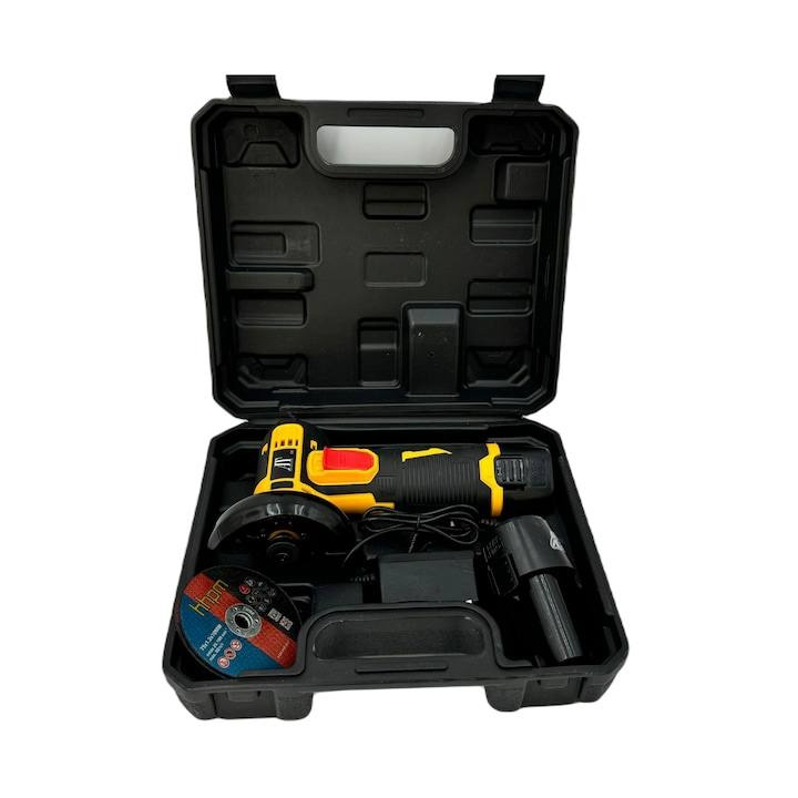 Mini polizor flex Pexor 20 cm, 2 Acumulatori 12V, Discuri incluse, Lada depozitare, Negru/Portocaliu [5]