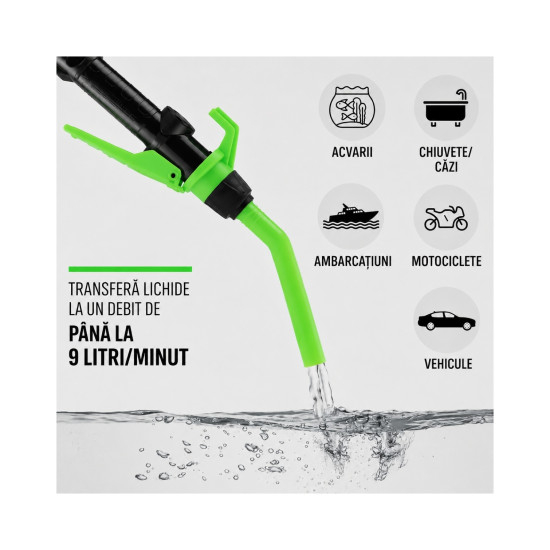 Pompă Electrică Transfer Combustibil 9L/min cu Furtun 90cm [3]