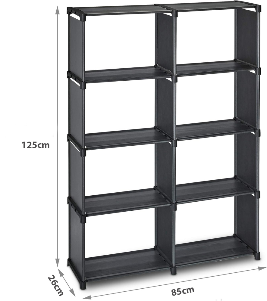 Raft multifuncțional cu 8 straturi și suport de depozitare (85x125cm) - negru [3]