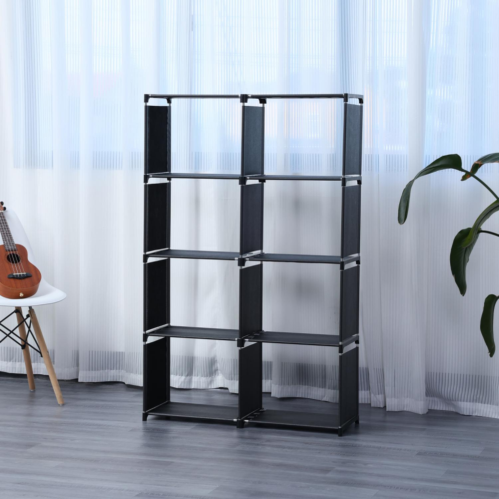 Raft multifuncțional cu 8 straturi și suport de depozitare (85x125cm) - negru [4]