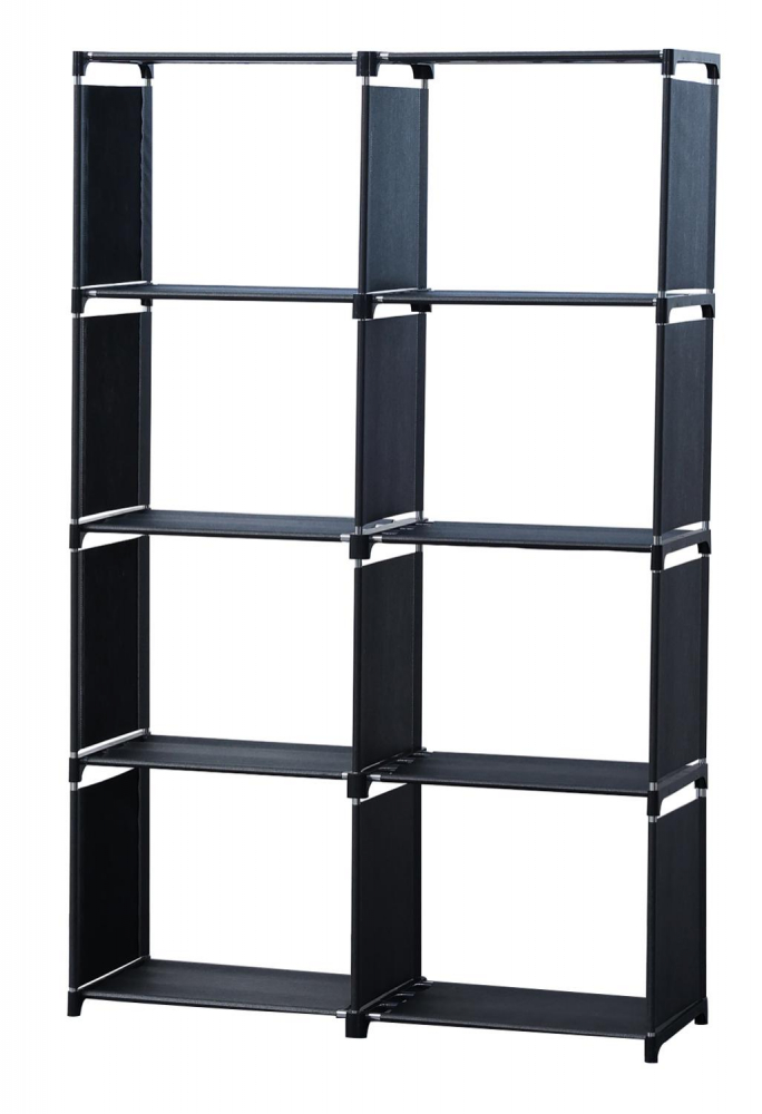 Raft multifuncțional cu 8 straturi și suport de depozitare (85x125cm) - negru [1]