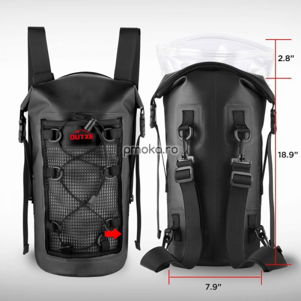 Rucsac OUTXE IPX7 100% Waterproof TPU 10L Backpack Black, impermeabil [4]