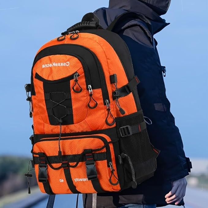 Rucsac Multifuncțional Alpinism Flippy 36-55L Impermeabil cu Slot USB – Portocaliu [2]