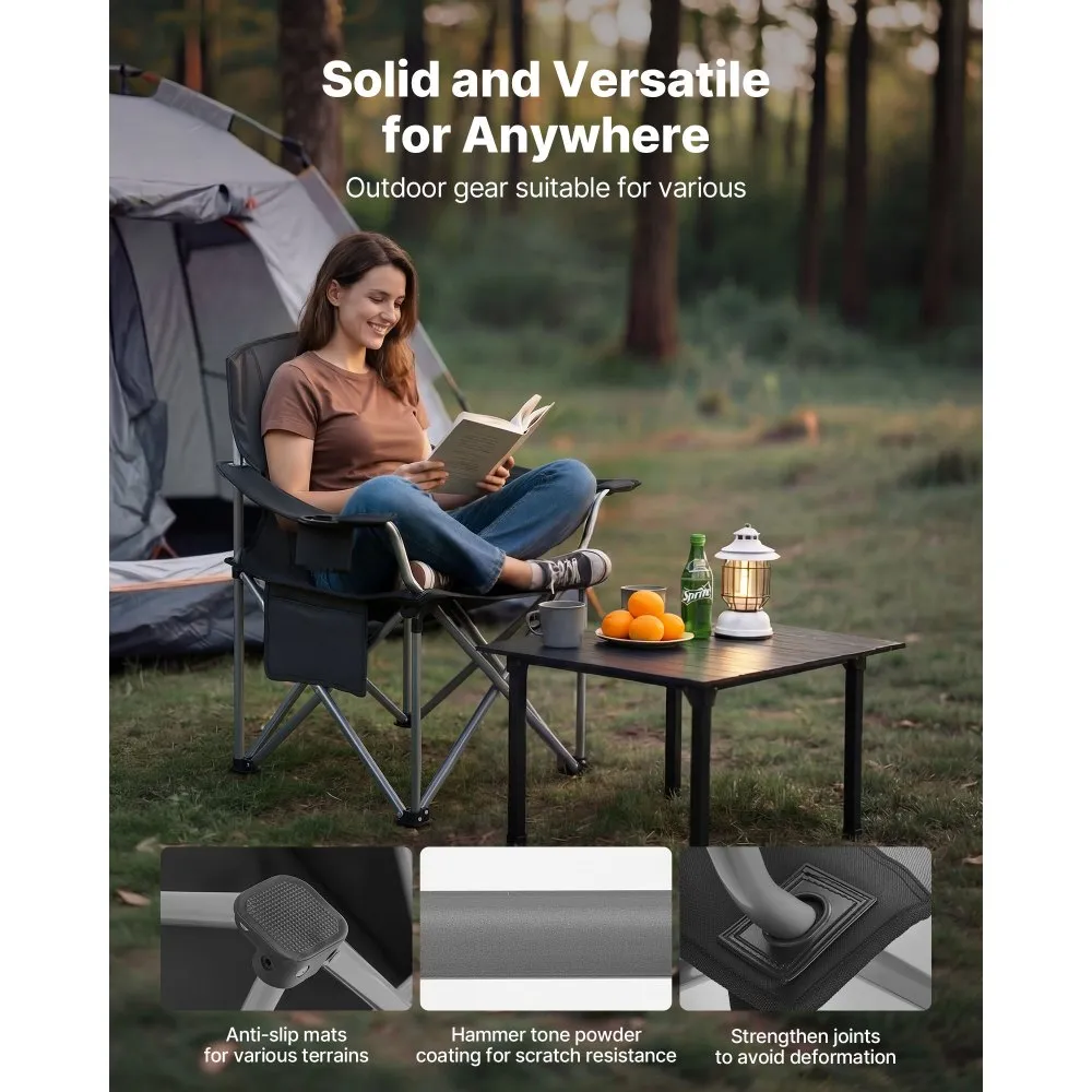 Scaun camping XXL pliabil 204kg cu suport pahar si geanta frigorifica [3]