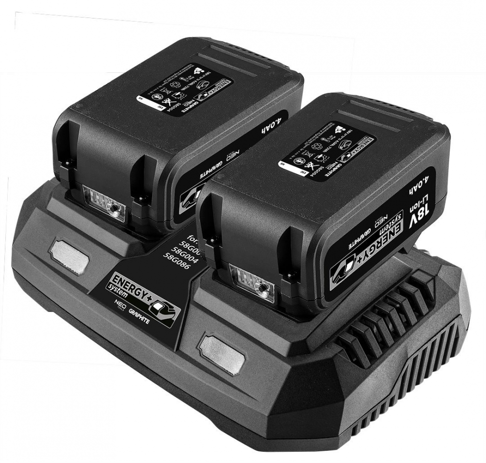 Set 2x Acumulator 4Ah cu Incarcator dublu  GRAPHITE [2]
