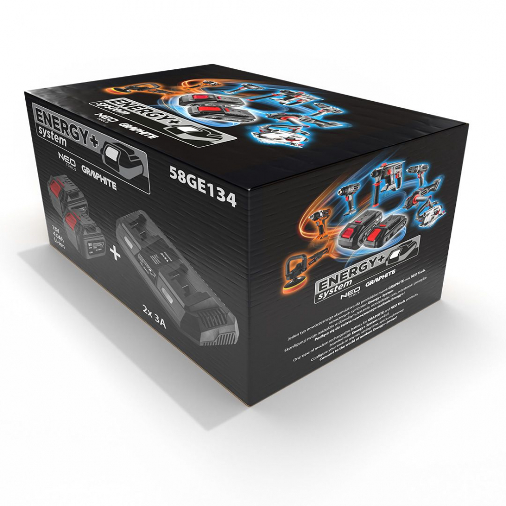 Set 2x Acumulator 4Ah cu Incarcator dublu  GRAPHITE [3]