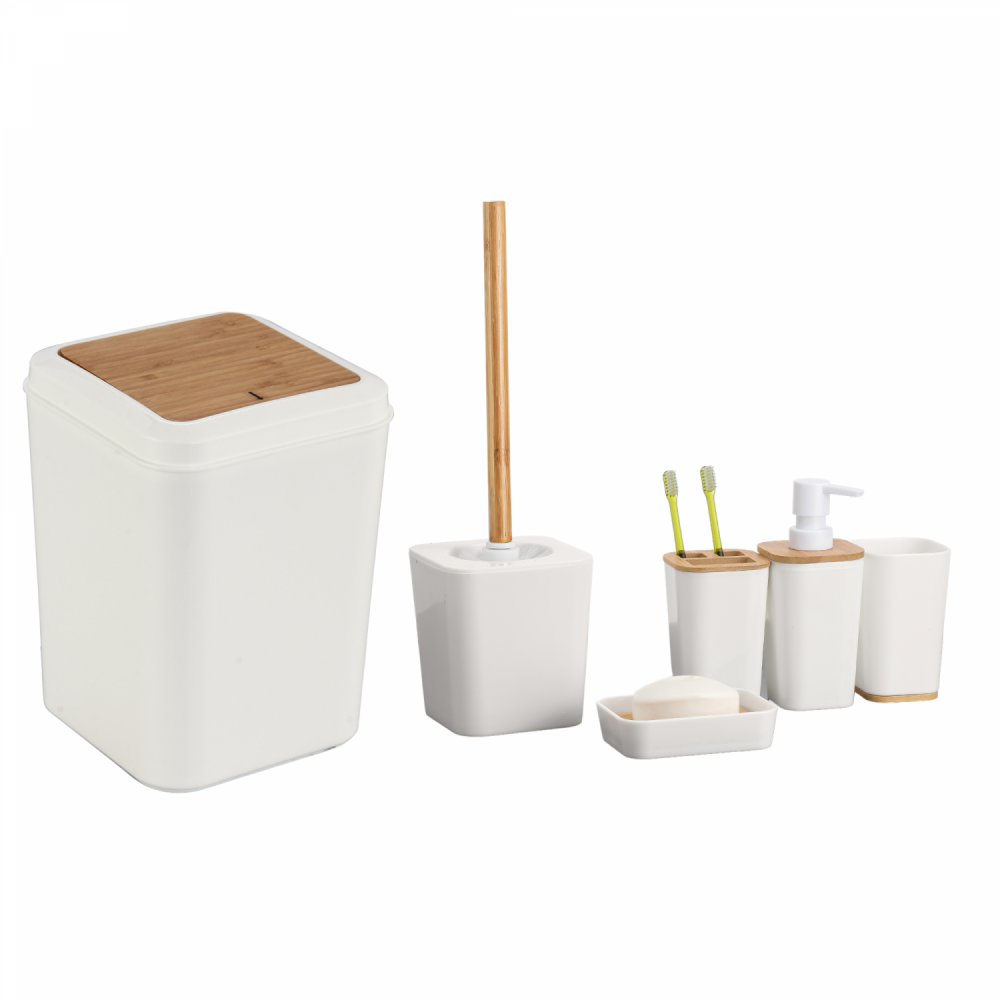 Set Baie 6 piese bambus, Crem Mat [5]