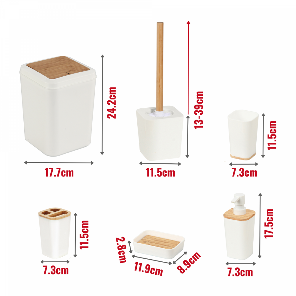 Set Baie 6 piese bambus, Crem Mat [4]