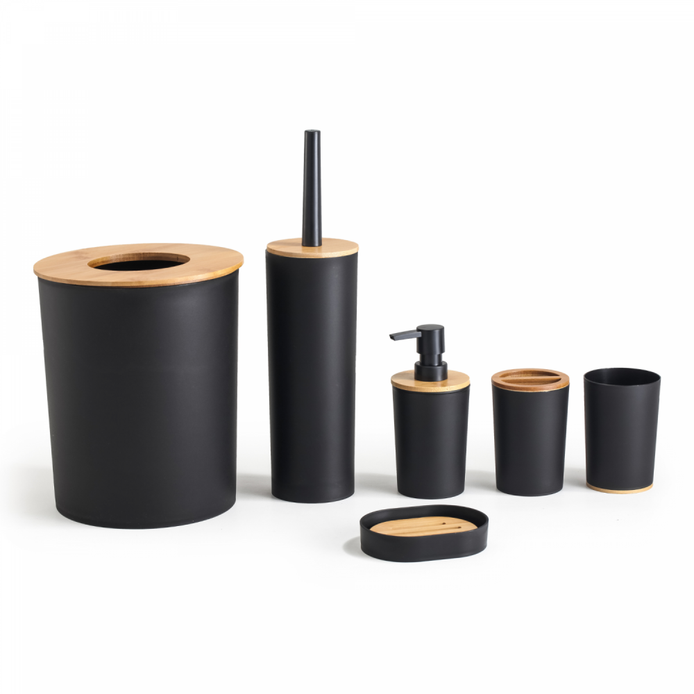 Set Baie 6 piese bambus, Negru Mat [5]