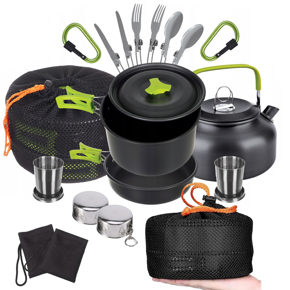 Set camping offroad, Set de vase de camping kemping ceainic tigaie 18in1 [2]
