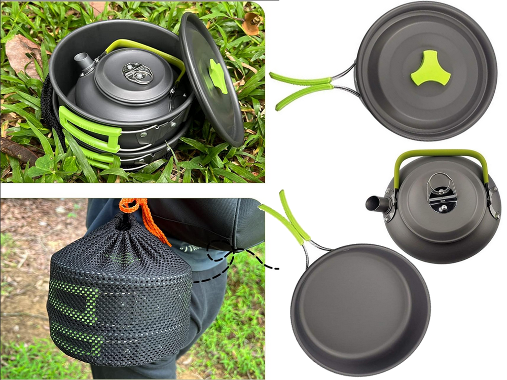 Set camping offroad, Set de vase de camping kemping ceainic tigaie 18in1 [7]