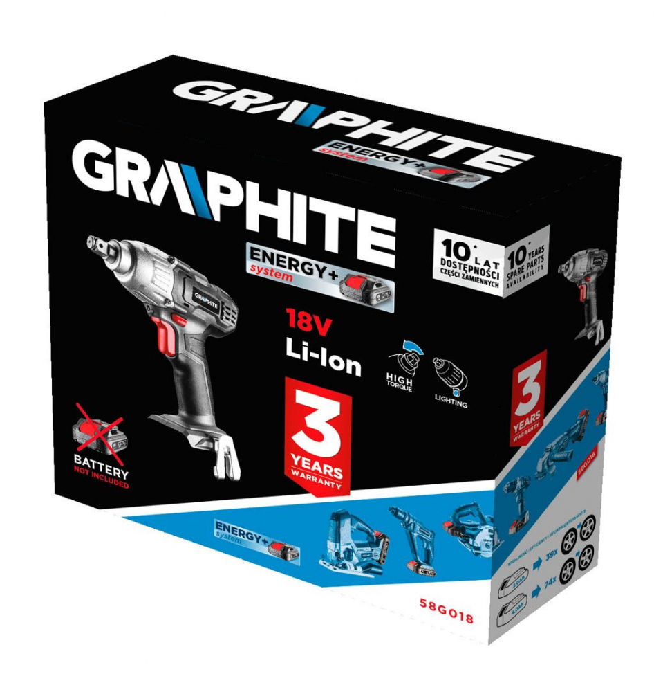 Cheie-pistol impact Energy+ 18V, Li-Ion (fara acumulator inclus)  GRAPHITE [3]