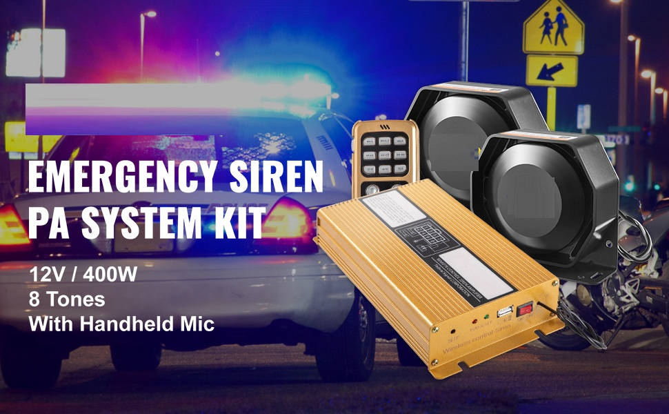 Sirena 8 sunete cu microfon 12V 200W , 400W 8 sunete puternice de avertizare pentru mașină, sirenă de incendiu pentru alarmă de urgență de poliție, Sirenă pentru vehicul [2]