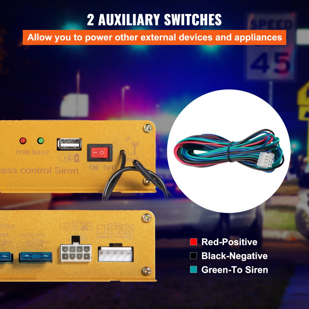Sirena 8 sunete cu microfon 12V 200W , 400W 8 sunete puternice de avertizare pentru mașină, sirenă de incendiu pentru alarmă de urgență de poliție, Sirenă pentru vehicul [5]