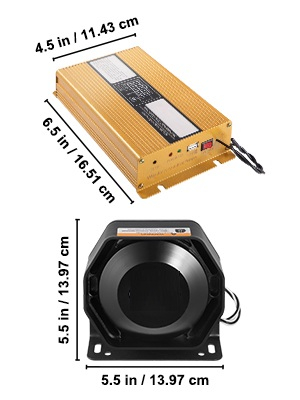 Sirena 8 sunete cu microfon 12V 200W , 400W 8 sunete puternice de avertizare pentru mașină, sirenă de incendiu pentru alarmă de urgență de poliție, Sirenă pentru vehicul [9]