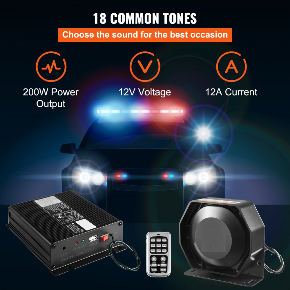 Sirena 18 melodii cu microfon 12V 200W , Profesionala [6]