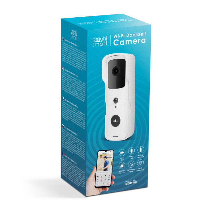 Sonerie inteligenta cu camera video Smart Wi-Fi, alimentat cu baterie, MicroSD, FHD, PIR, alb [2]