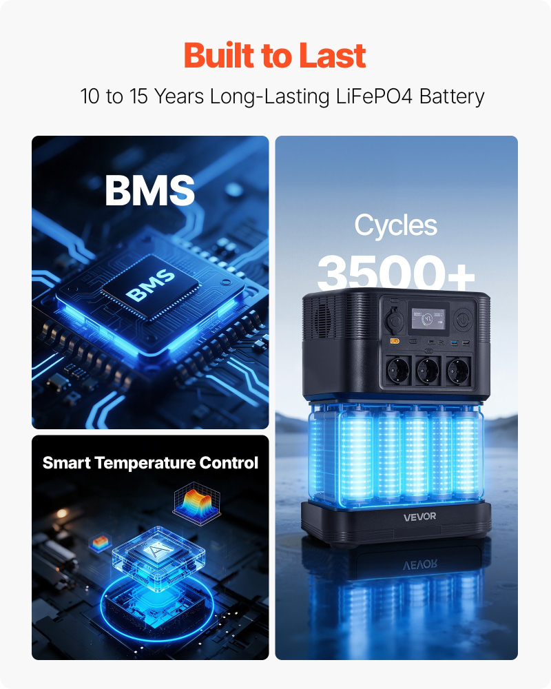 Stație de alimentare portabilă cu panou solar de 200W, stație de alimentare cu generator solar de 1200W, baterie de rezervă LiFePO4 de 806Wh cu 9 porturi de ieșire pentru urgențe la domiciliu, camping [5]