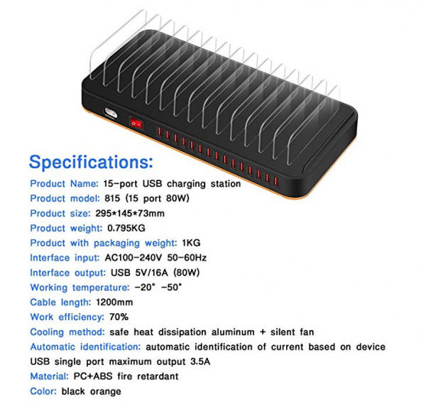 Statie incarcare 100w 15 porturi, suporturi reglabile [3]