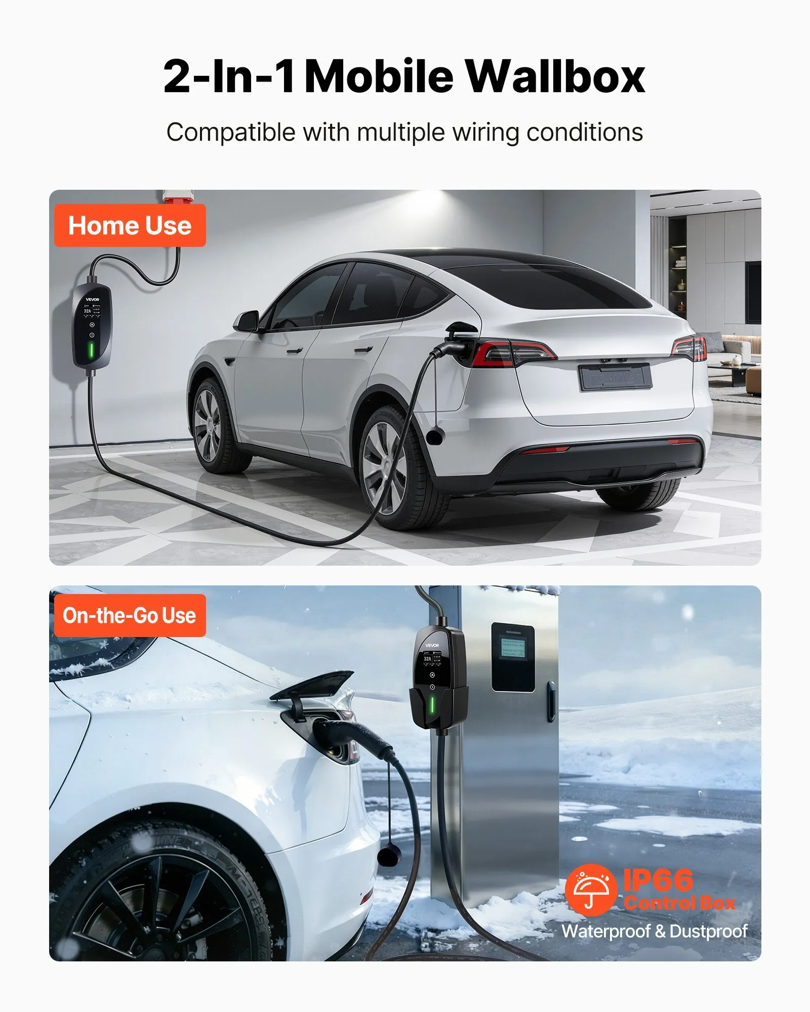 Incarcator auto electric portabil Type 2 VEVOR 22 kW 32A 3 faze cu cablu 7 m [5]