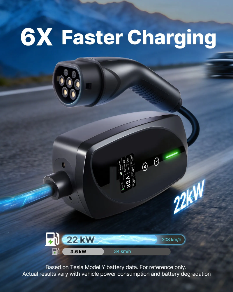 Incarcator auto electric portabil Type 2 VEVOR 22 kW 32A 3 faze cu cablu 7 m [2]