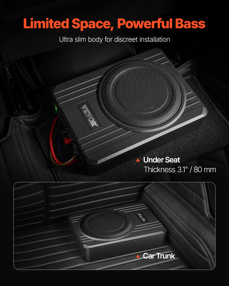 Subwoofer auto sub scaun 8" 400W, Subwoofer auto activ cu amplificator incorporat 400w [8]