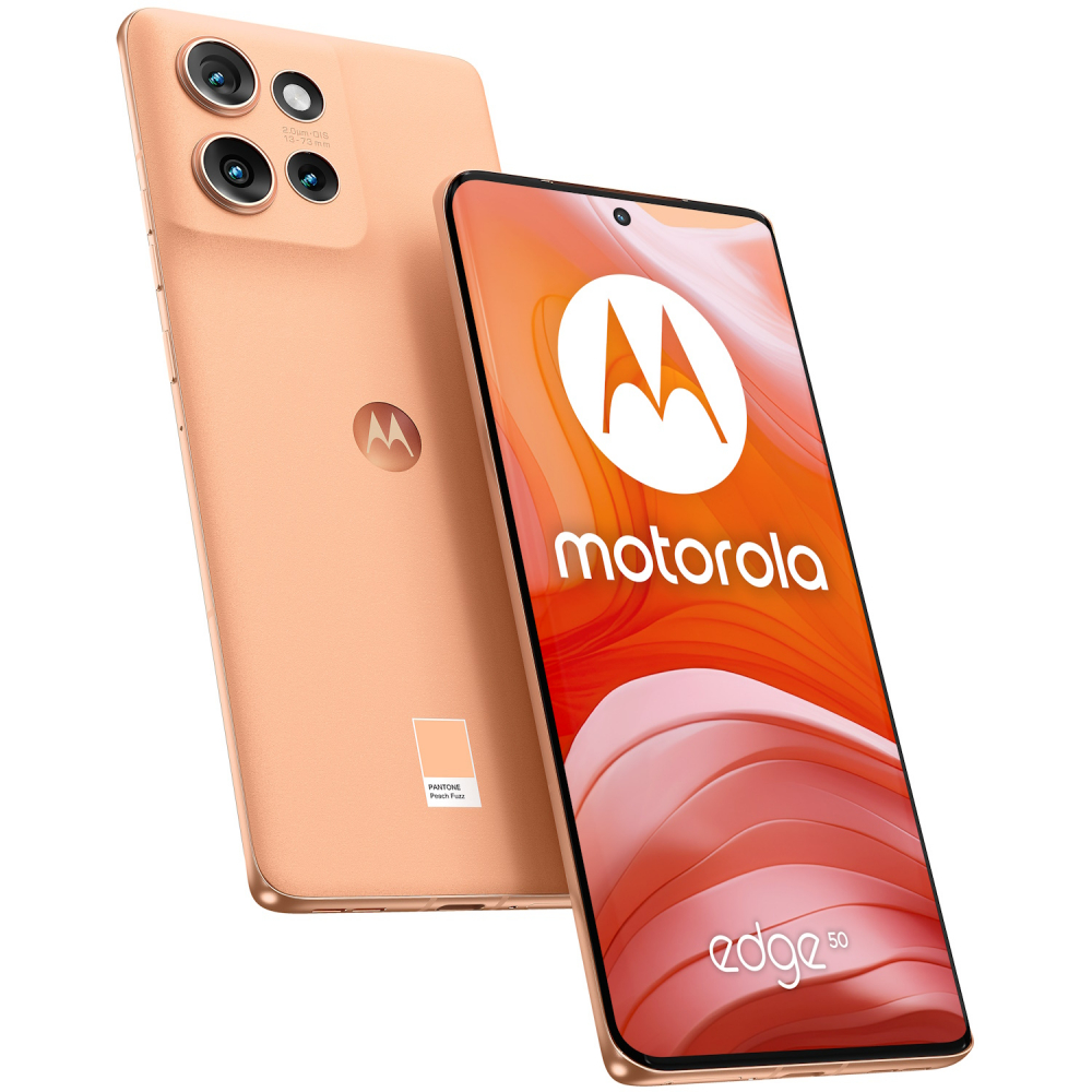 Telefon mobil Dual SIM Motorola Edge 50, 5G, Octa Core 2.5 GHz, 512 GB + 12 GB RAM, Peach Fuzz [1]