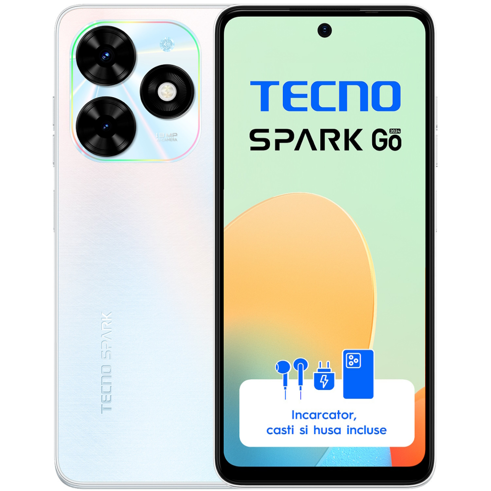 Telefon Tecno Spark GO (2024), Dual SIM, 3GB RAM, 64GB, Mystery White [1]