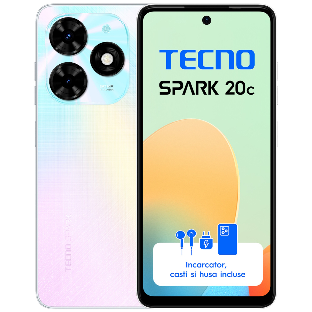 Telefon Tecno Spark 20C, Dual SIM, 4GB RAM, 128GB, Mystery White [2]