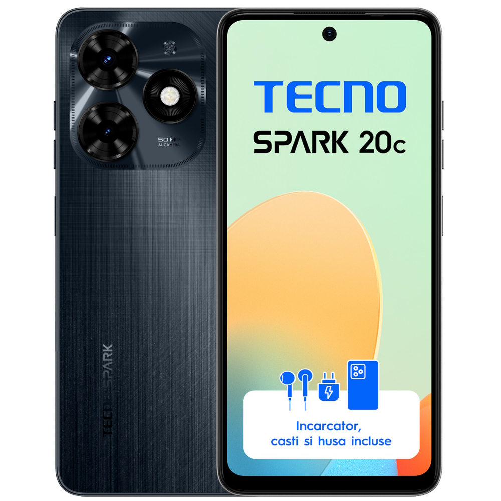 Telefon Tecno Spark 20C, Dual SIM, 8GB RAM, 128GB, Gravity Black [2]