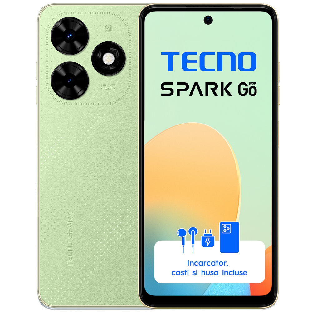 Telefon Tecno Spark GO (2024), Dual SIM, 3GB RAM, 64GB, Magic Skin Green [2]