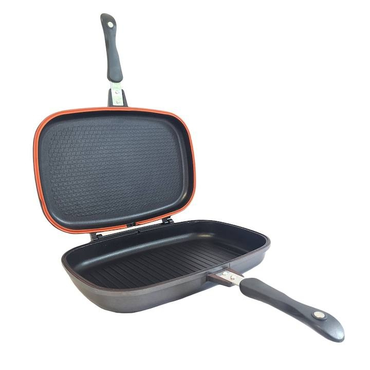 Tigaie dubla 36 cm, teflonata, Magic Grill Rosu [2]
