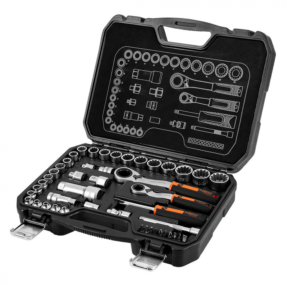 Trusa Chei, Set de chei tubulare 1/4„ + 3/8”, 46 buc. 10-019 NEO [10]