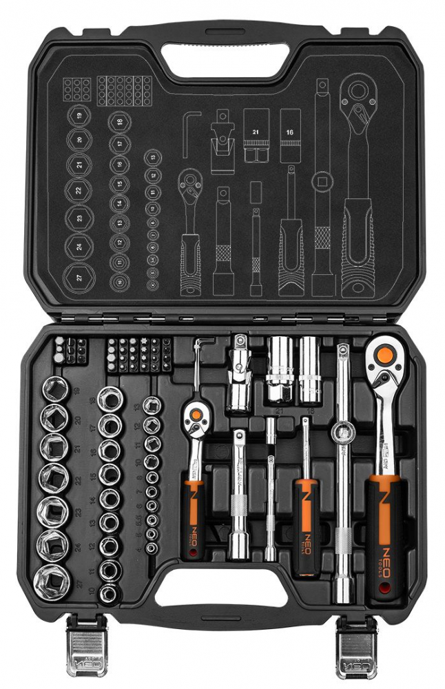 Trusa Chei 58 piese 1/2" multifuncționale, Tubulare, CrV/  Set de chei tubulare 58 piese [2]