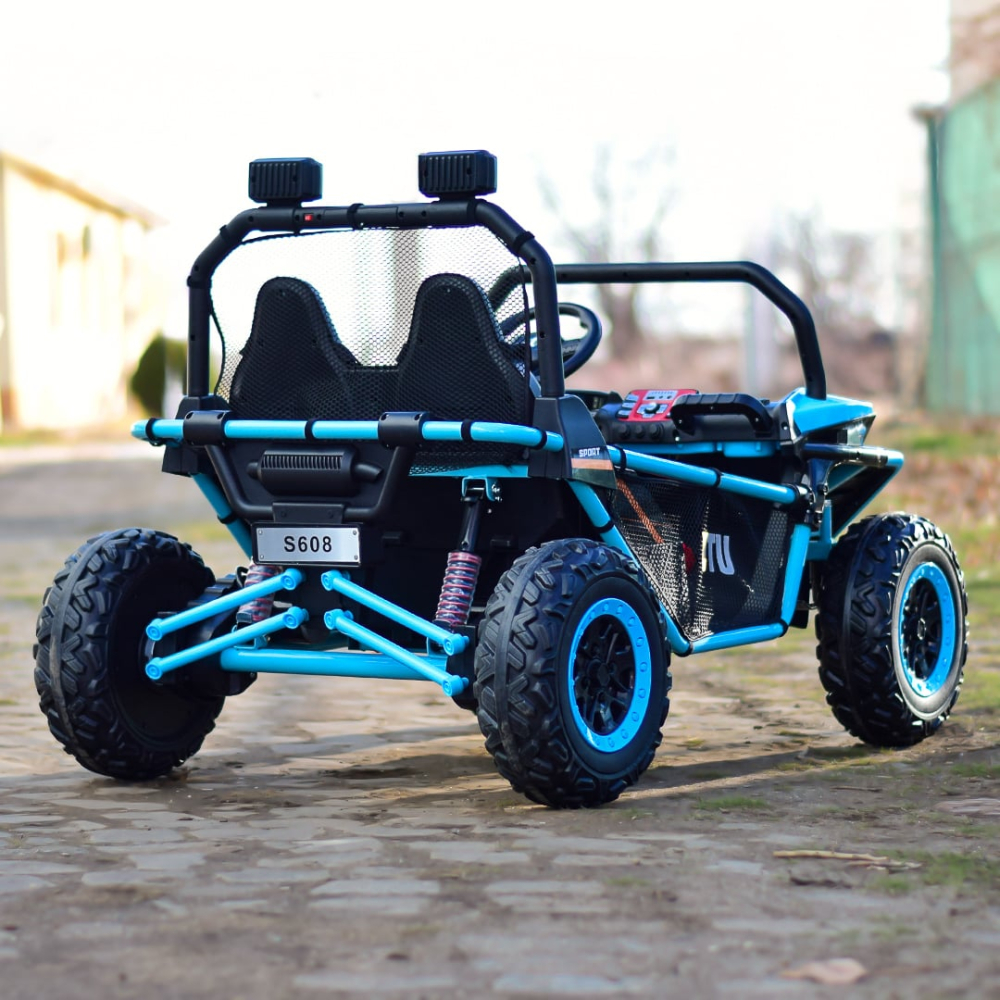 utv electric copii 2 locuri 12v 200w buggy albastru roti eva telecomanda [2]