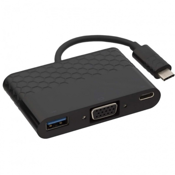 Adaptor multiport USB-C 3.1 – VGA + USB-C 2.0 + USB-A 3.0, Kit CVGAUSBADP Negru [1]