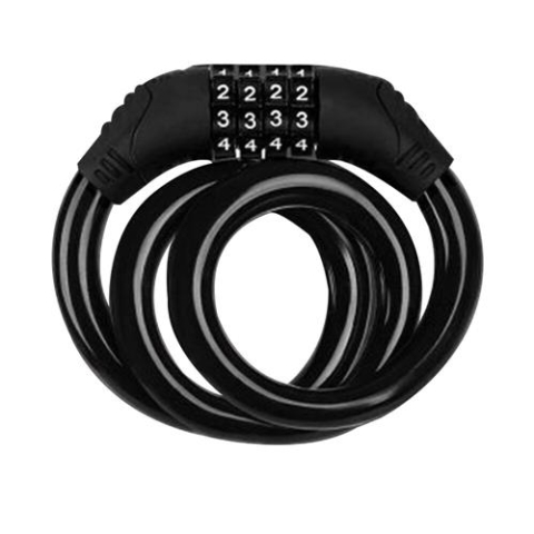 Accesorii Camping - Poza 1: Antifurt bicicletă cu cifru 5 digiti cablu oțel 100cm negru
