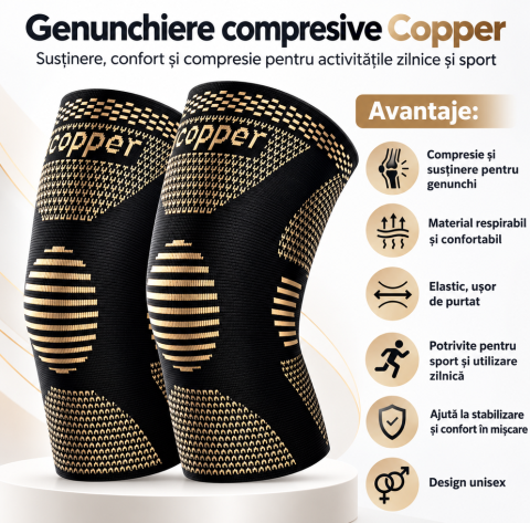 Set 2 genunchiere compresive Copper negre pentru sport și utilizare zilnică [1]