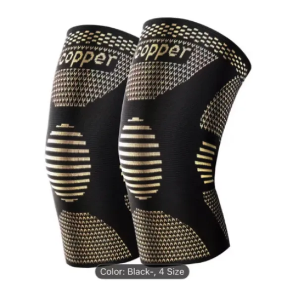 XPRS - Set 2 genunchiere compresive Copper negre pentru sport și utilizare zilnică