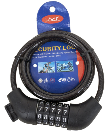 Poza 1: Antifurt bicicletă cu cifru 5 digiti cablu oțel 100cm negru [1]