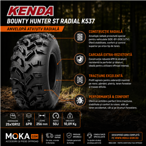 Anvelopă ATV Kenda Bounty Hunter ST K537 25x10R12 6PR 50J – Radială Offroad [1]