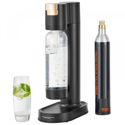 Blender - Aparat de apă minerala, aparat de producere a sifonului pentru carbonatarea acasă, kit de pornire a apei minerale cu sticlă PET de 1 l fără BPA, cilindru de CO2, compatibil cu cilindru de CO2 cu înșur