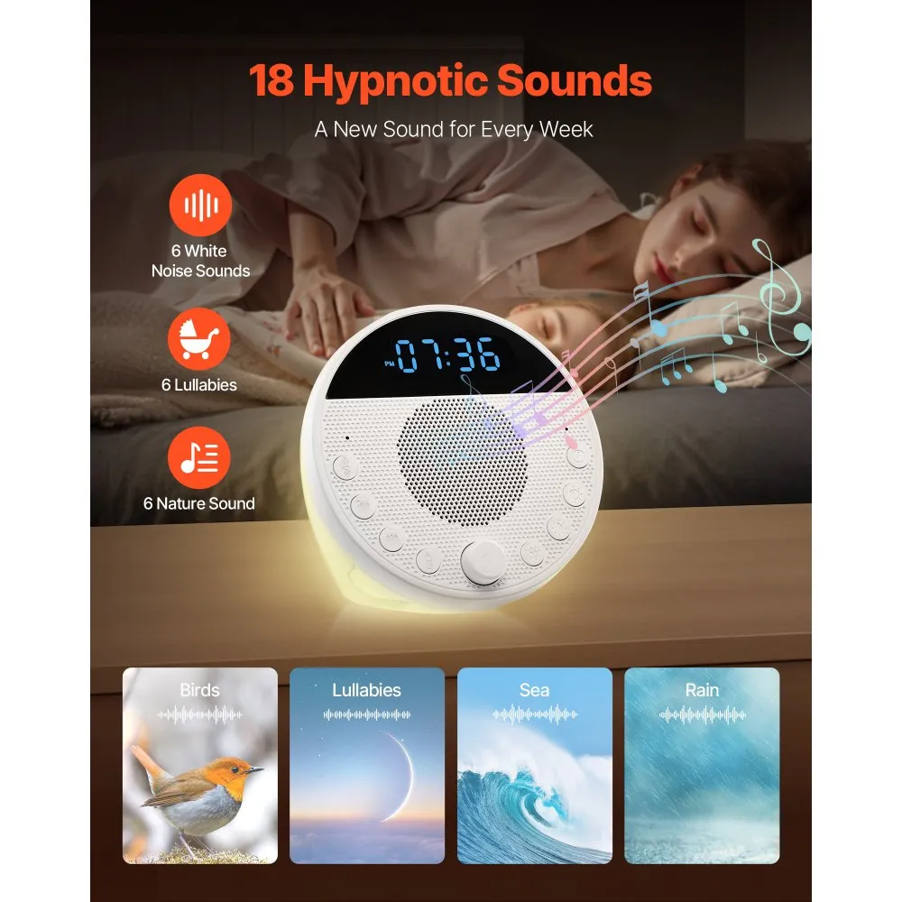 Aparat Sunete Somn VEVOR 5 in 1 cu White Noise și Lumină de Veghe pentru Bebeluși și Adulți [2]
