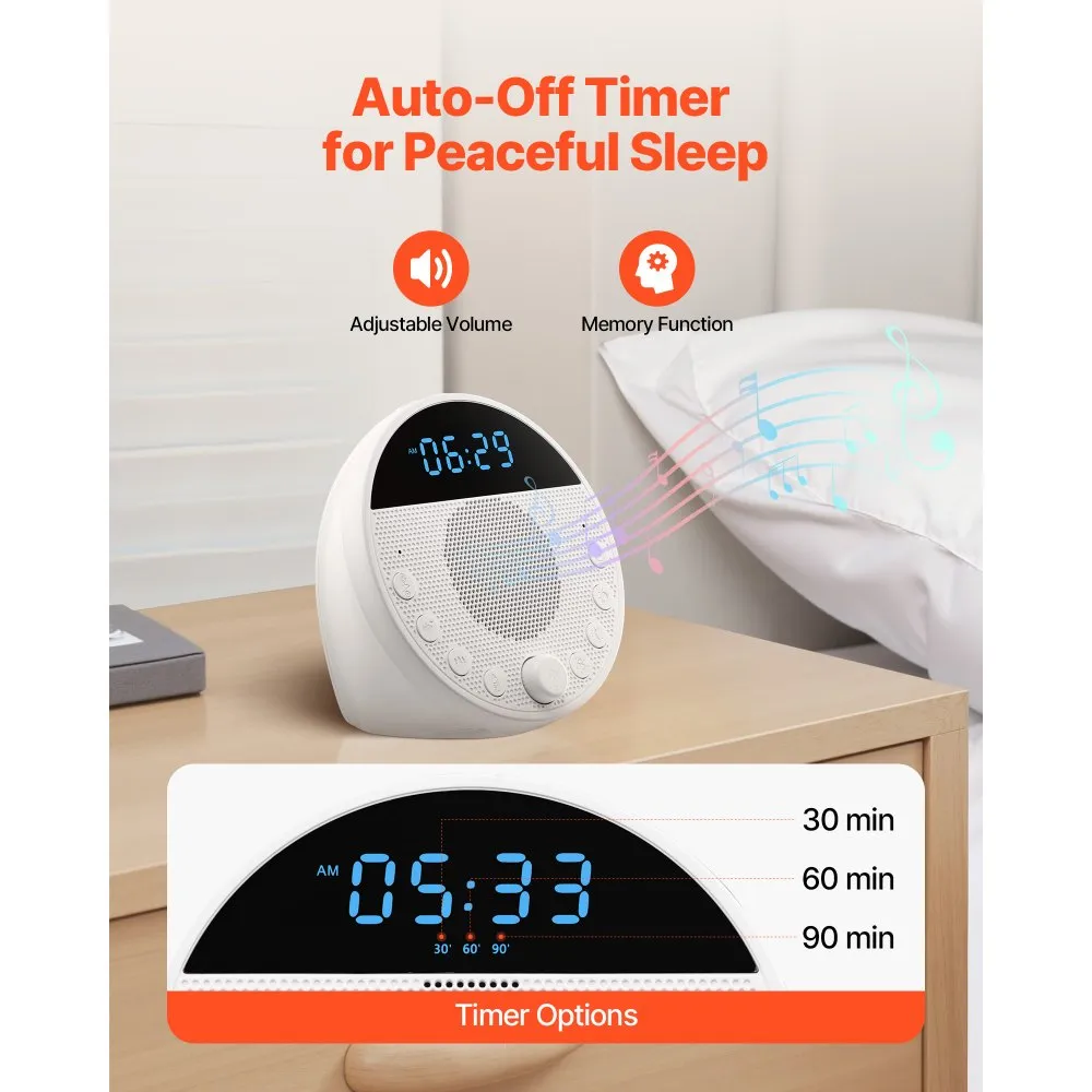 Aparate pentru somn - Aparat Sunete Somn VEVOR 5 in 1 cu White Noise și Lumină de Veghe pentru Bebeluși și Adulți