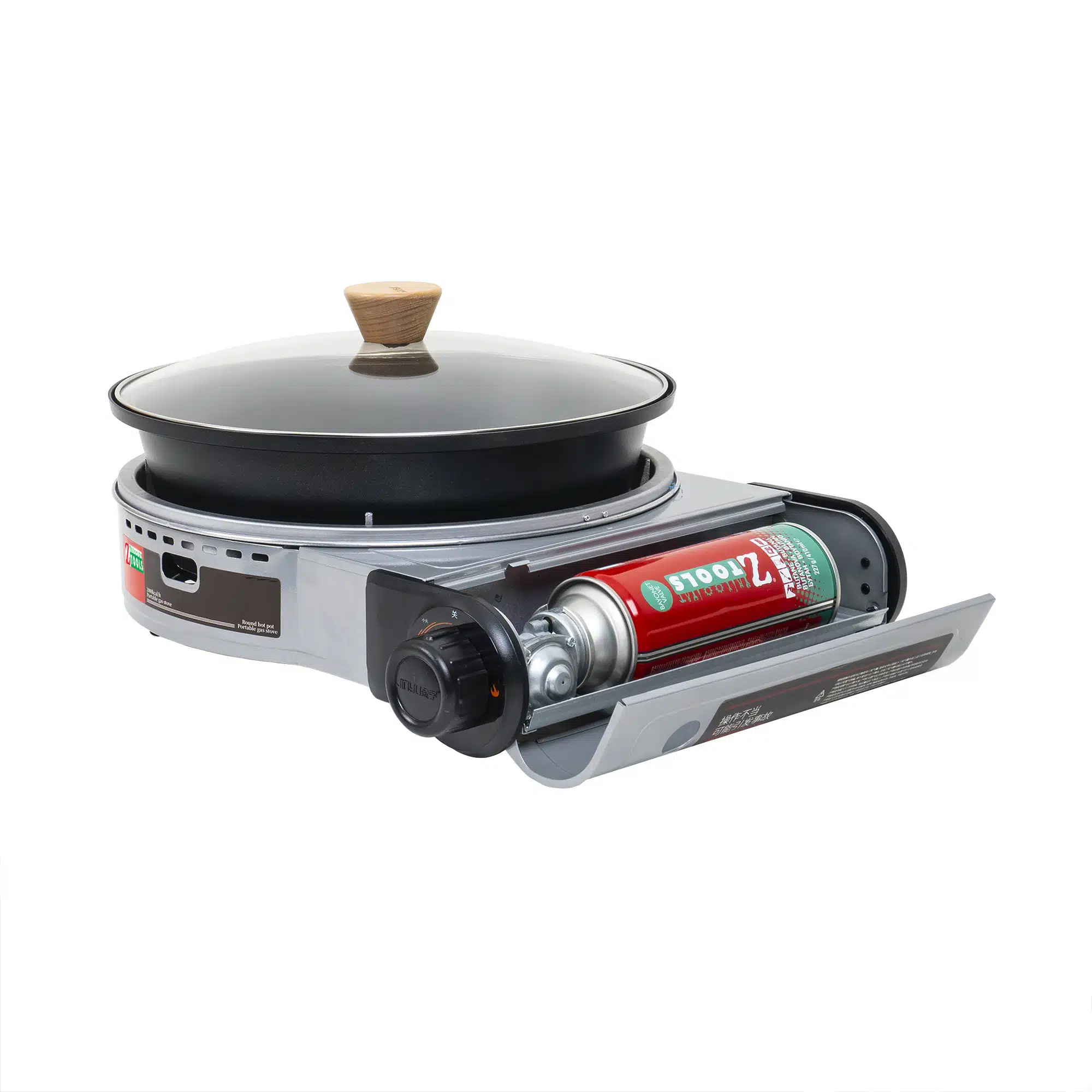 Casa si Gradina - Aragaz camping portabil cu oala si capac de sticla aprindere electrica 2.3kW gri